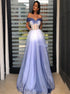 A Line Off Shoulder Tulle Prom Dresses LBQ1704